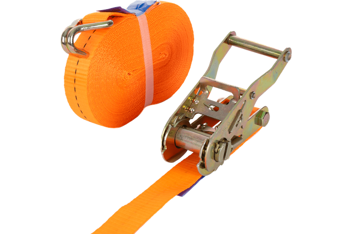 Sett med fire UNITRAILER 12m/25mm/1t oransje transportbelter med strammer
