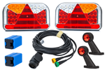 Lyssett: FRISTOM FT-170 LED baklykter + FRISTOM FT-009 LED sidemarkeringslys + MANTES 5,2 m 13-pinners ledningsnett