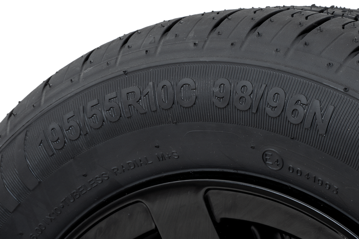 Forsterket hjul til henger KENDA DEKK 195/55 R10C 98/96N ALUMINIUM FELG STARCO sort 6Jx10"H2 5x112 ET:-4