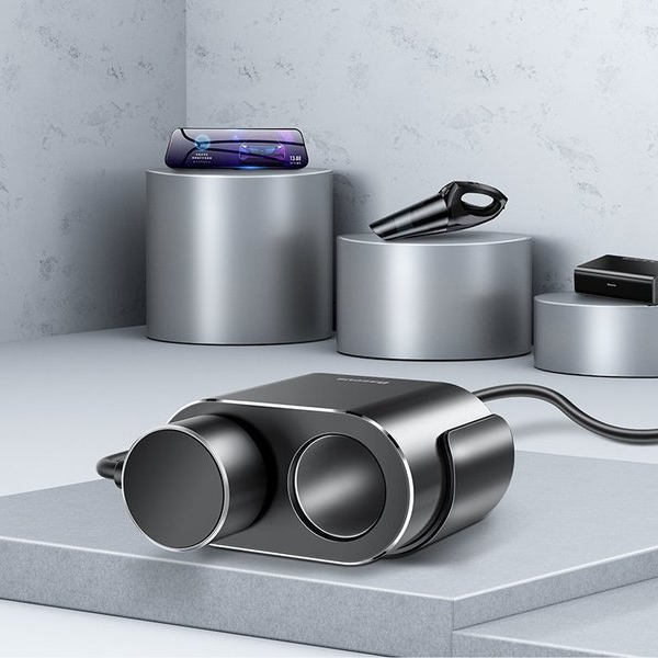 BASEUS høyeffektiv billader 2x USB + 2x sigarettenneruttak 80W