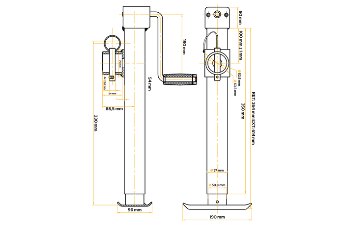 UNITRAILER TJ5001 sveivstøtte for 1300 kg tilhenger