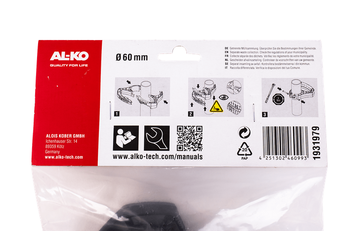 AL-KO manøvreringshåndtak for støttehjul dia. 60 mm