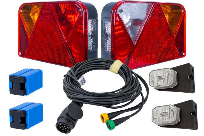 Lyssett: DOBPLAST DPT35 baklykter + ASPÖCK FLEXIPOINT I sidemarkeringslys + MANTES 5,2m 13-pinners ledningsnett