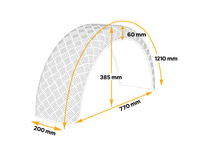 Tilhengerskjerm 14-15" DOMAR D29122 hjulbue 770/200mm