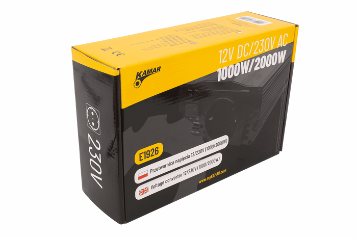 Spenningsomformer 12V/230V (1000/2000W) KAMAR E1926