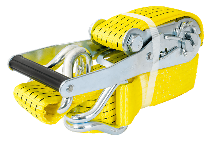 Sett med fire UNITRAILER 4m/50mm/5t gule transportbelter med strammer