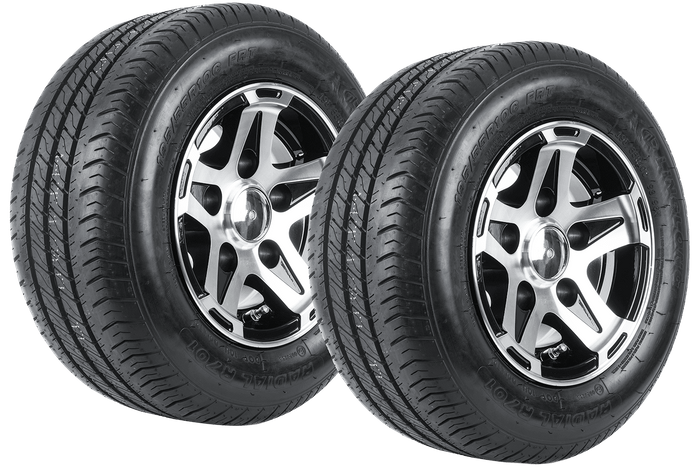 Sett med to forsterkede hjul til tilhenger LINGLONG TIRE 195/55 R10C 98/96N ALU UNITRAILER FELG 6Jx10" 5x112 ET:-4