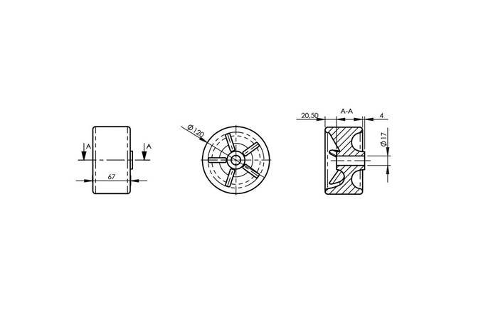 KNOTT gliderulle, gummigliderulle 67 mm for båthenger