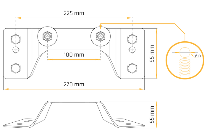 Reservehjulstøtte for Unitrailer Garden Trailer KIPP