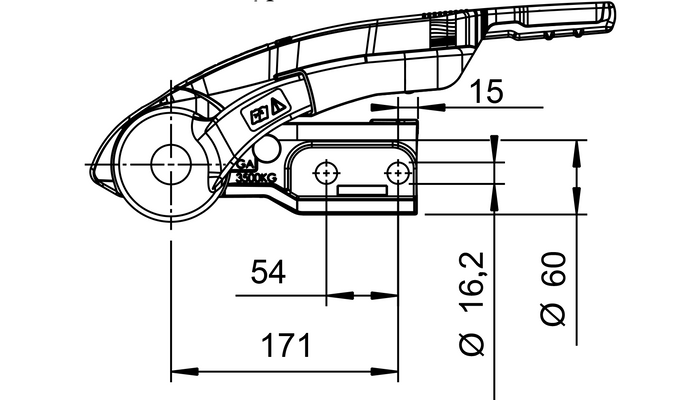 AL-KO AKS3504 kulefeste med stabilisator for en 3500 kg tilhenger med 60 mm rørdrag med tyveribeskyttelse