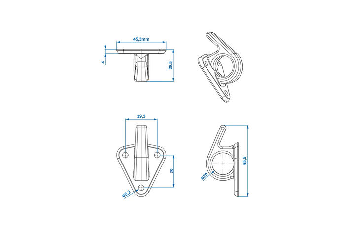 ProPlus 342157V01 plastkrok på siden med malje for feste av presenning og tilhengertaustropper