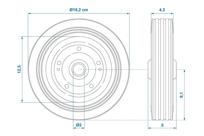 Reservehjul til ProPlus 341540 solid gummistøttehjul 200x50mm