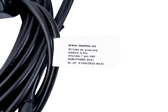 MANTES elektrisk installasjonskabel for tilhenger 4,5 m 7-PIN STYKKE BAYONETT 2x5PIN