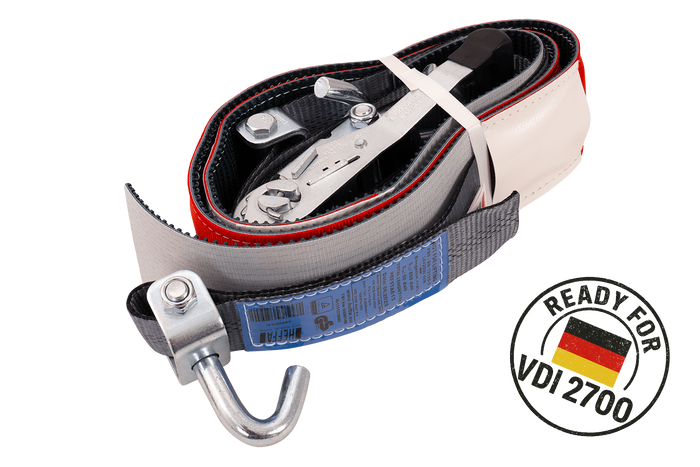 HEFFA CARLINE 130 bergingsbil transportbelte hjulsikringsbelte 5m/50mm/5t VDI 2700