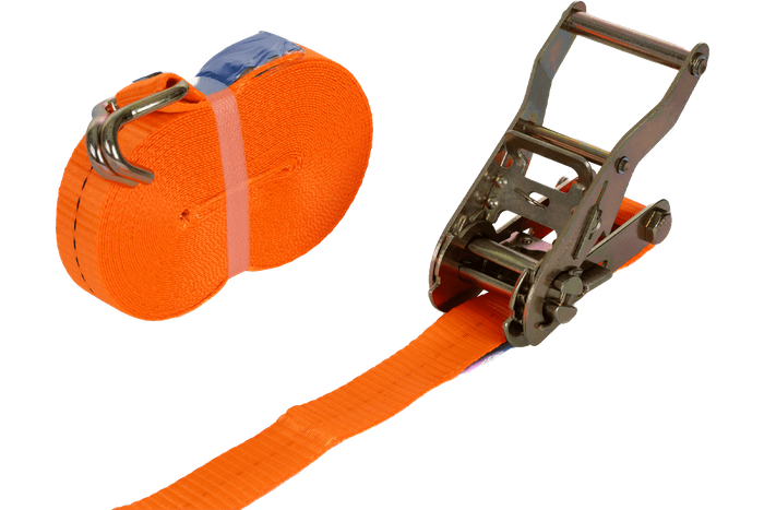 Sett med fire UNITRAILER 10m/25mm/1t oransje transportbelter med strammer
