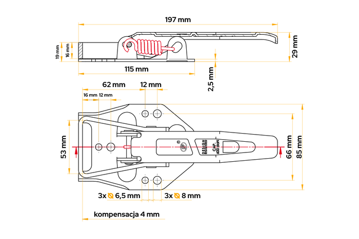 STEELPRESS ZB-04 tilhengersidekrok med kompensasjon