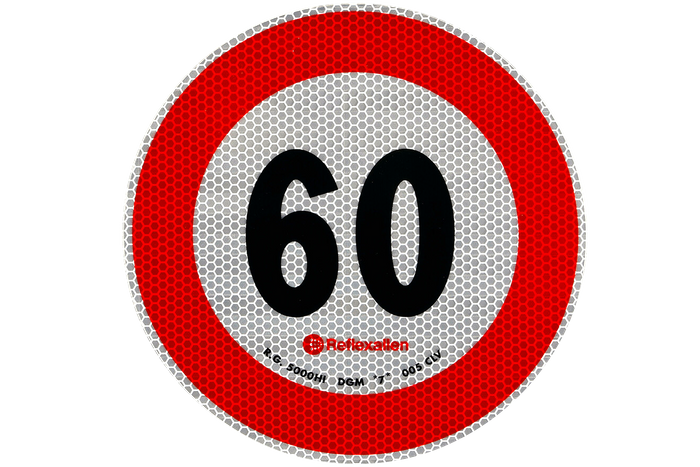 Reflekterende klistremerke LAMP fartsgrense 60 km/t skilt B-33