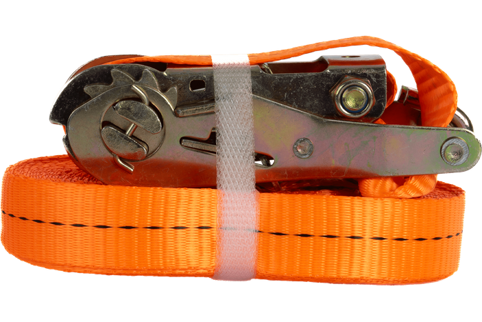 Sett med fire UNITRAILER 12m/25mm/1t oransje transportbelter med strammer