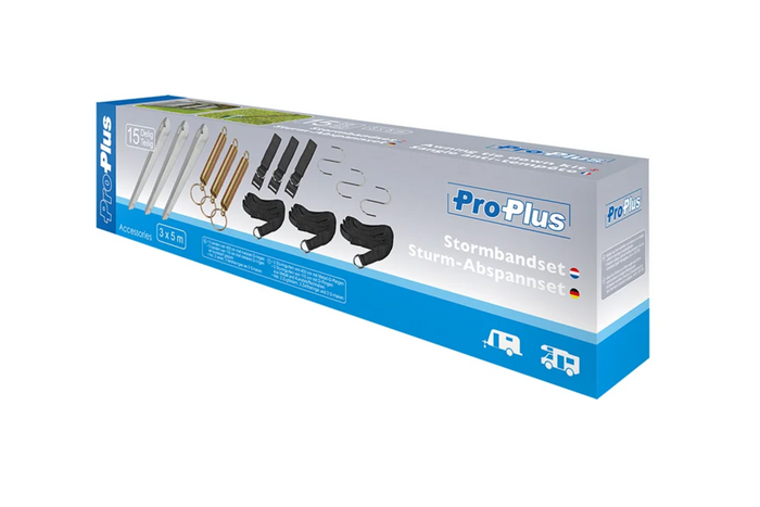 Sett med tre ProPlus 361724 stormstropper for 3x5m markiser og campingmarkiser