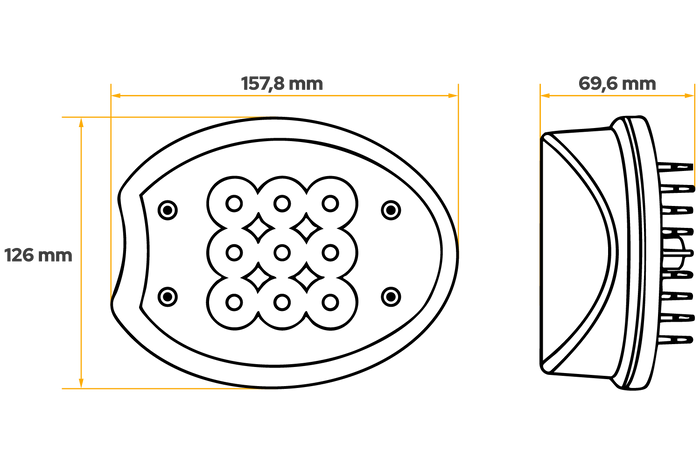 Komplett sett med LED-arbeidslysreflektor TT Technology TT.13509 9xLED 3600lm for John Deere