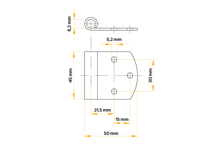 WINTERHOFF BSCH 50-8-1 tilhengerhengsel for montering på tilhengersiden