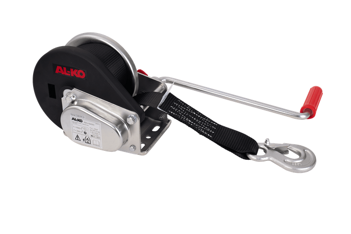 Vinsj, håndvinsj for AL-KO 900kg tilhengerbil med 7m belte, brems og automatisk avvikling