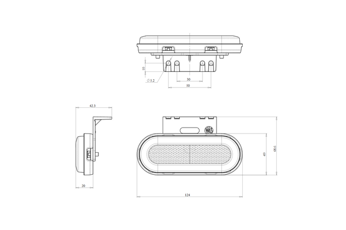 WAŚ W198 1399 LED-markeringslampe universal med holder