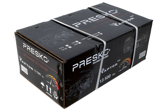 Elektrisk vinsj for PRESKO RAPTOR 13.5FS 12V 6130kg tilhenger med 24m tau