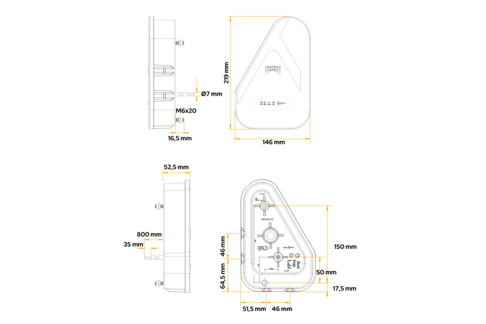 ASPÖCK Earpoint LED baklykt 5 funksjoner, venstre