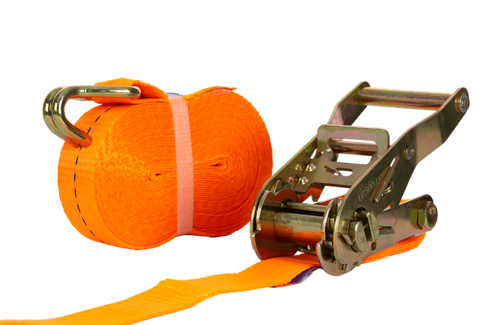 Sett med fire UNITRAILER 8m/25mm/1t oransje transportbelter med strammer