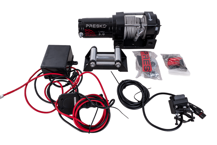 Elektrisk vinsj for tilhenger PRESKO T-REX 3.0 12V 1360kg med 11m stålkabel