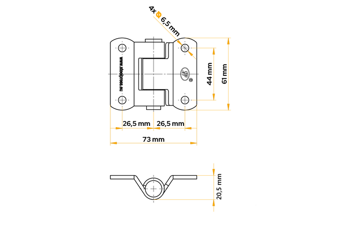 STEELPRESS ZW-02.40 tilhengerhengsel for montering på tilhengersiden