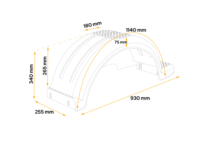 Skjerm for båthenger 14" DOMAR D20430S hjulbue 930/255mm