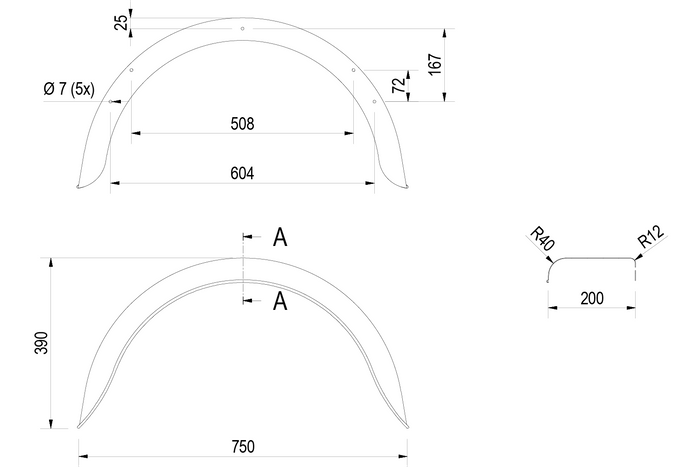 Sett med to skjermer for 14-15" DE HAAN HR 2075 tilhenger, hjulbuer 750/200mm
