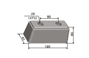 Gummistøtfanger / rektangulær støtfanger 19,5x8x8 cm
