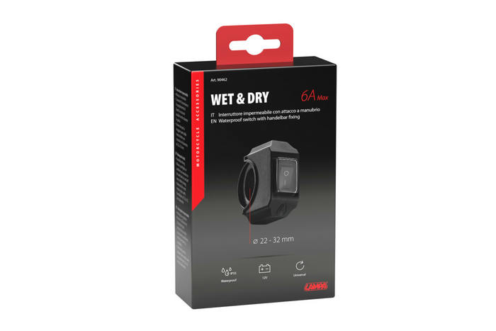 Vanntett rattbryter LAMP 90462 for styring av elektriske apparater 12V 6A maks.