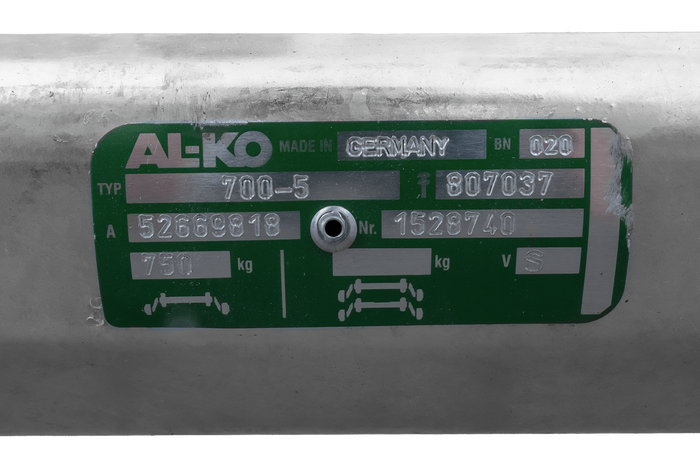 AL-KO OPTIMA ubremset aksel for tilhenger 750 kg 1285 mm 1620 mm 4x100