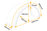 Skvettskjerm for tilhenger 19,5-22,5" DOMAR DK1675 hjulbue 1300/430 mm