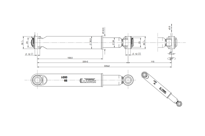 KNOTT støtdemper for tilhengeraksler 750–1800 kg for enkle og tandemaksler