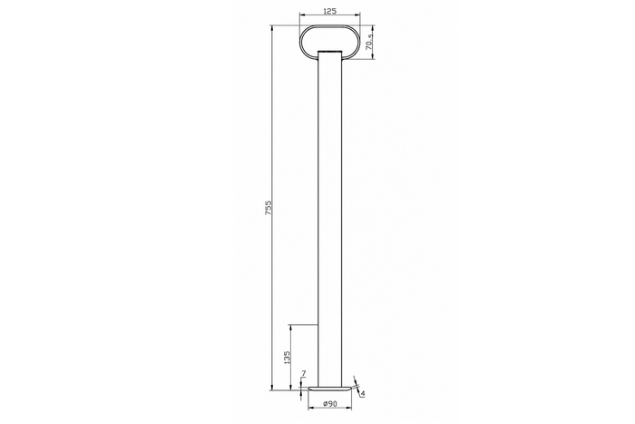 UNITRAILER fast støtte for 150 kg flatbed-tilhenger 48 mm 685 mm