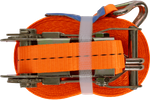Sett med fire UNITRAILER 10m/25mm/1t oransje transportbelter med strammer