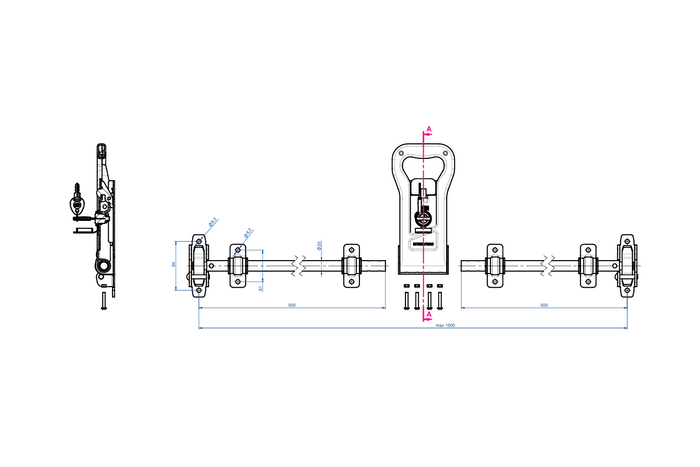 STEELPRESS ZD-03 låsebolt for containerhenger, dørlås 1000 mm