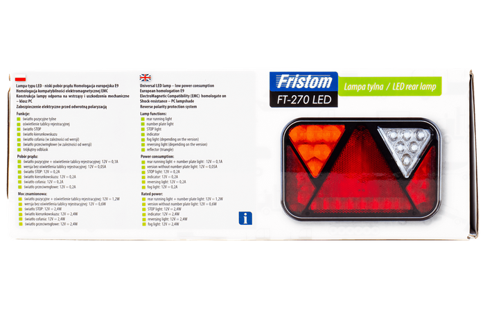 Baklys FRISTOM FT-270 LED CANBUS 6 fungerer høyre