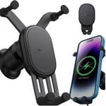 BASEUS Stabil gravitasjonsbasert mobilholder med Qi 15W trådløs lading for luftventilen