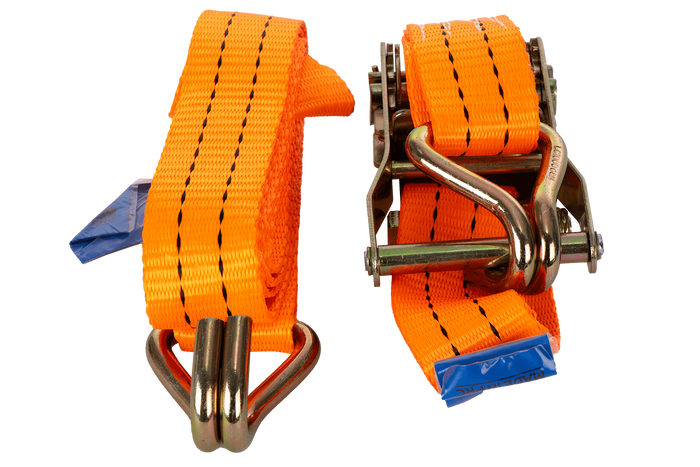 Sett med fire UNITRAILER 2m/35mm/2t oransje transportbelter med strammer