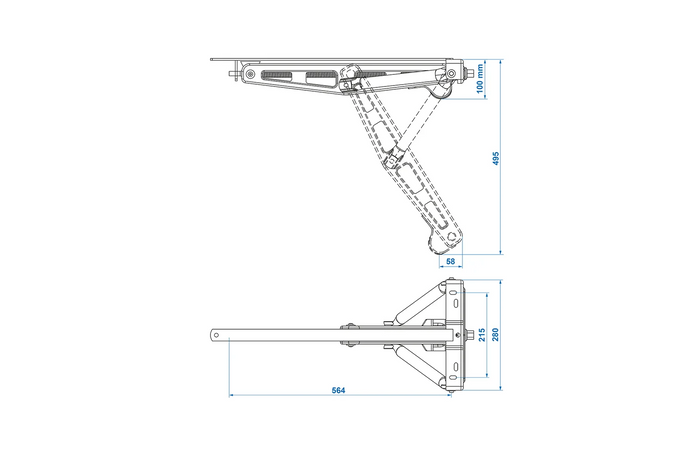 ProPlus 361506 uttrekkbar hjørnestøttestabilisator for 1100 kg tilhenger 495 mm