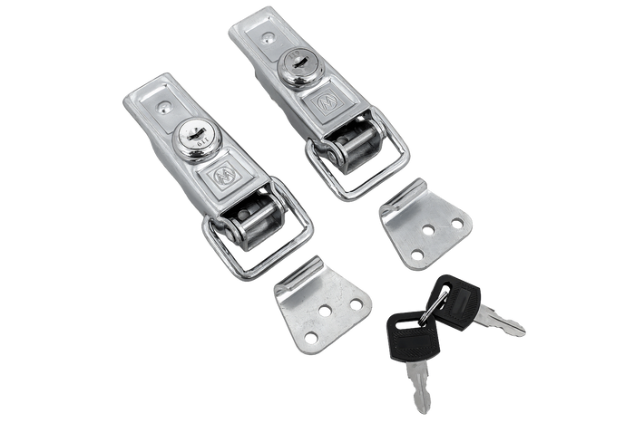 Sett med sidekroker med WINTERHOFF BVS 60-1 + BVSG 60-A festemidler, komplett tilhengersidelås med nøkkel