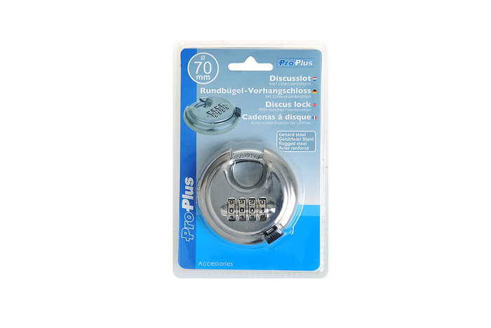 Rund hengelås med kombinasjonslås ProPlus 341317 bøylehengelås med kode 70 mm