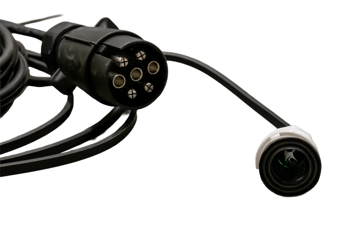 STIKKONTAKT MANTES elektrisk installasjon tilhengerledning 4,7 m 7-PIN støpsel bajonetter 2x 5-PIN + 2x 2-PIN