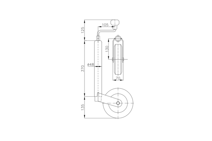 Støttehjul ST 48-200 V Winterhoff 150kg 48mm